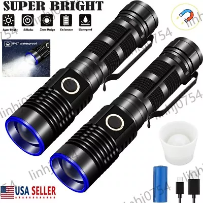 2000000LM Super Bright Flashlight Rechargeable Tactical LED Work Torch Magnet US • $5.41