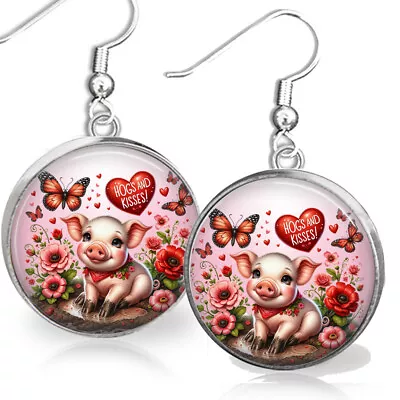 Hogs & Kisses Piggy Earrings Hearts Love Pig Lover Gift • $12.95