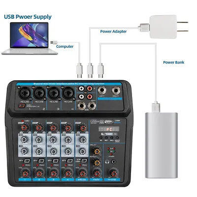 $57.95 • Buy 6 Channel Audio Mixer Dj Console Musical Mixing Device Portable With Sound Board