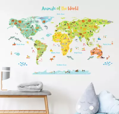 Decowall DL-1815 Animals Of The World Kids Wall Stickers NEW • £13.52