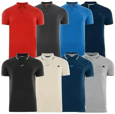 £4.99 • Buy Crosshatch Men's Polo Shirts Regular Button Up Plain Short Sleeve Pique Pocket