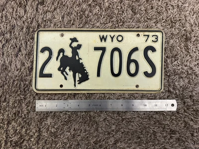 $6 • Buy Vintage 1973 Wyoming License Plate