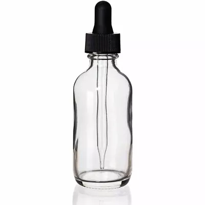 2oz CLEAR Boston Glass Bottles With Glass Eye Dropper- New ! 60 ML • $19.99