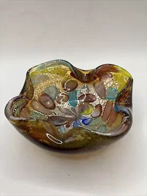 VINTAGE 1950s -1960’s TUTTI-FRUTTI MURANO ITALIAN ART GLASS BOWL • $59