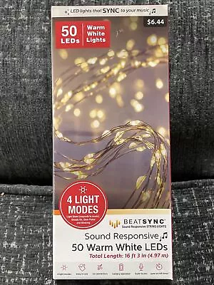 BeatSync 4 Function String Lights Battery Operated 50 Warm White LED Lights • $10