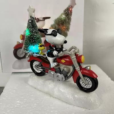 Roman Inc Peanuts Joe Cool Motorcycle Figurine Christmas Snoopy Biker Lighted • $37.95