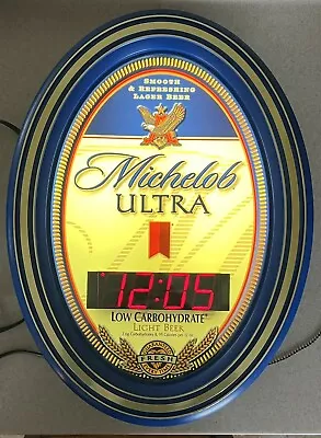 Vintage MICHELOB ULTRA BEER Bar Clock Light Sign 21”x16”x5” Great Condition • $125