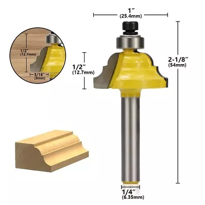 Double Flute Roman Ogee Edging Router Cutter Bit 1/4  Shank Wood Milling Cutter • £6.84