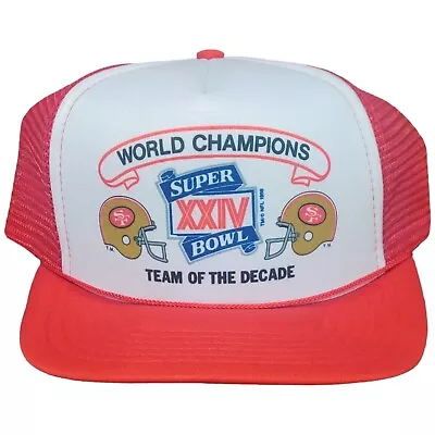 Vintage San Francisco 49ers Superbowl XXIV Champions Snapback Trucker Hat 1990 • $24.99