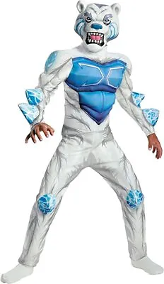 Boys Child Monsuno Deluxe Muscle Chest 3D Spikes White Lock Lion Costume Outfit • $31.46