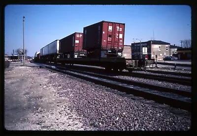 Railroad Slide - Trailer Train Flat Car 1989 Elmhurst Illinois Piggyback Freight • $5