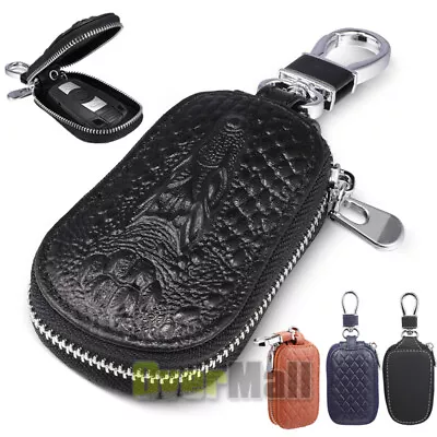 Leather Car Remote Key Fob Chain Zipper Wallet Holder Bags Case Cover USA • $16.27