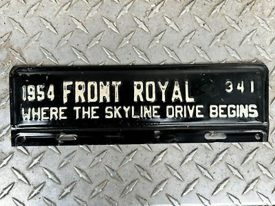 $395 • Buy 1954 Front Royal Skyline Drive Warren Virginia License Plate Town Tag Topper Va