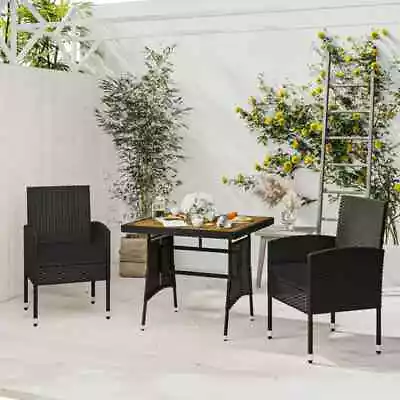 VidaXL 3 Piece Outdoor Dining Set Poly Rattan Black SP • $430.12