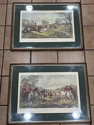 2 Vintage JF Herring Herring's Fox Hunting Scenes  The Meet  “ End Of The Hunt” • £169.84