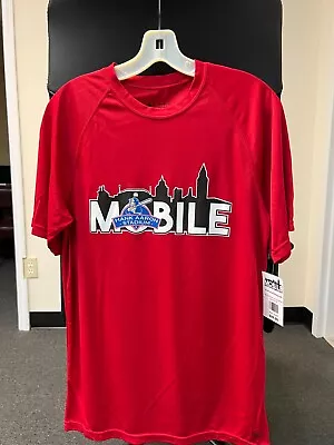 Hank Aaron Stadium City Of Mobile AL Skyline SS Red Drifit T-Shirt VERY RARE • $20