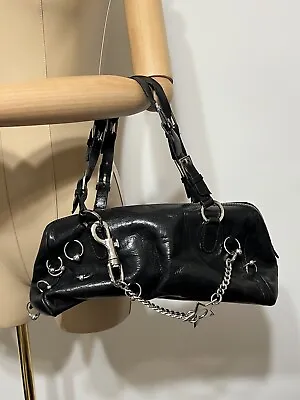 Vtg Christian Dior By John Galliano Black Leather 'hardcore' Piercing Bag • $750