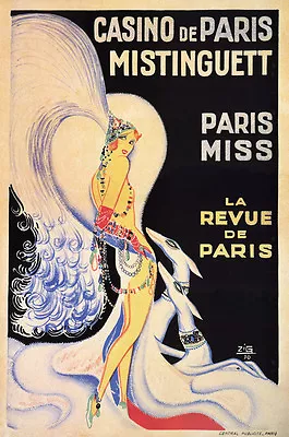 CASINO DE PARIS MISTINGUETT Vintage Art Deco Advertising Poster • $18