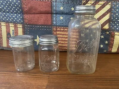 Vintage Ball Mason Jar Lot Of 3 With Zinc Lids Including Freezer Jar • $15