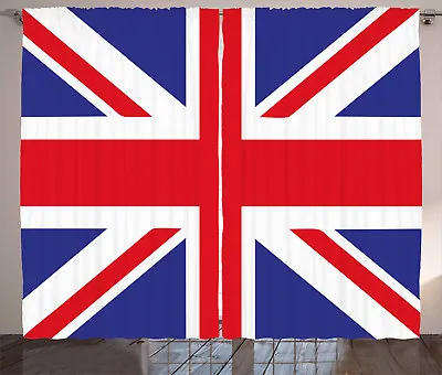 Union Jack Curtains British Loyal Symbol Window Drapes 2 Panel Set 108x108 Inch • £77.13