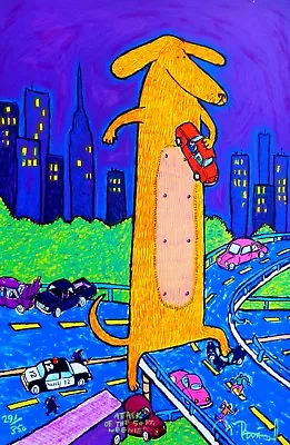 MATT RINARD   ATTACK OF THE 50 FT. WEENIE   Dog HAND SIGNED NUMBERED LITHOGRAPH • $159