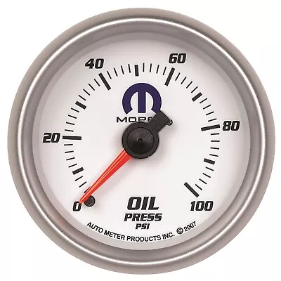 AutoMeter Gauge Mopar Series Oil Pressure 0-100 Psi 2 1/16 In. White Face • $147.42