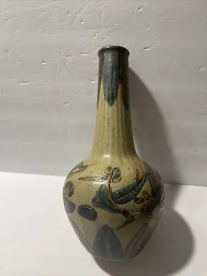 Antique Japanese Vase Bottle Mingei Bird Glazed Pottery Flute Otagiri Stoneware • $292.50