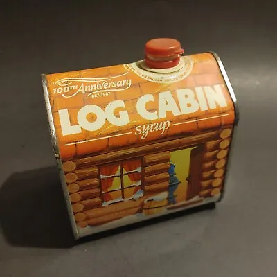 Vintage 1987 Log Cabin Maple Syrup Tin Container 100th Anniversary General Foods • $5.99