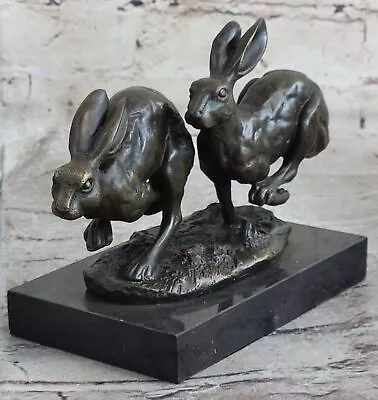 Bronze Sculpture Hand Made Statue Animal Vienna Austrian Bunny Rabbit Hare Art • $149