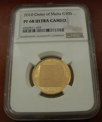 Malta 2010 Gold 10 Scudi NGC PF68UC • $650