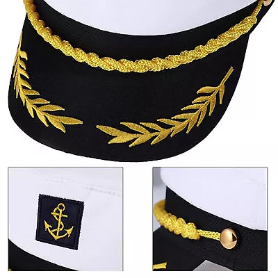 Nautical Cap Yacht Hat Captain Hat Sailor Hat Adjustable Sea Captain Cap Unisex • $11.69