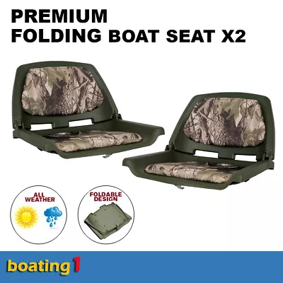 Premium Folding Boat Seats Marine All Weather Camouflage- Pair • $134.95