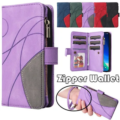For IPhone 15 14 13 12 11 Pro MAX XS Plus Wallet Case Zipper Magnetic Flip Cover • £11.10