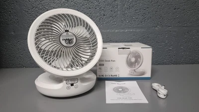 £19.99 • Buy Infray USB Desk Fan Rechargeable Portable Oscillating Table Fan With Night Light
