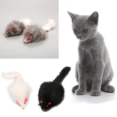 1PC False Mouse Cat Pet Toys Soft Rabbit Fur Furry Plush Cat Playing Toy Supply • $3.19
