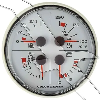 Volvo Penta EVC 4 Function White Instrument Gauge Trim Volt Fuel Temp 3885215 • $279.99