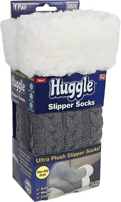 Huggle® Slipper Socks  Premium Fleece &  Non-Slip Grips   As See On TV • $10.99