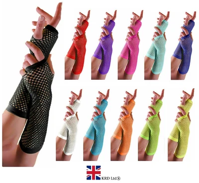 £3.32 • Buy LONG FISH NET GLOVES Lace Adult Ladies Girls Fishnet Fancy Dress Accessory UK