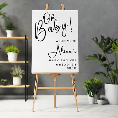 Oh Baby! DIY Personalised Baby Shower Welcome Sign Sticker Decal Decoration • £5.99