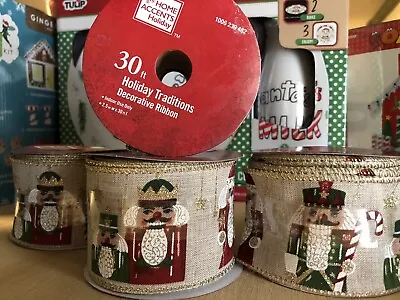 Nutcracker Wired Edge Ribbon Christmas 30 Feet X 2.5 Inches New • $6