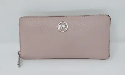 Women's Michael Kors Fulton Blush Pink Pebbled Leather Zip Around Travel Wallet • $39.99