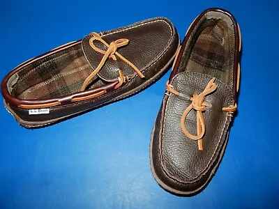 NWOB L.L. Bean Brown Leather Moc Slippers - 8M • $39.99