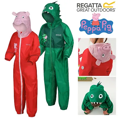 Regatta Peppa Pig Charco Puddle Suit Kids All-In-One Rainsuit Waterproof Splash • £13.95