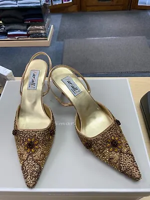 Farfalla Gold Bead Detail Stilleto Slingback Shoe NEW Size 36(3) • £25