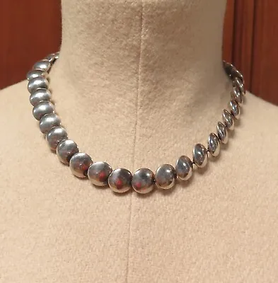 Beautiful Vintage Mexican Sterling Silver Repeating Circles Necklace 99.9g • $255.82