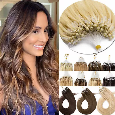 Micro Links Hair Extensions Micro Loop Silicone Beads Remy Indian Human Hair200s • $33.25