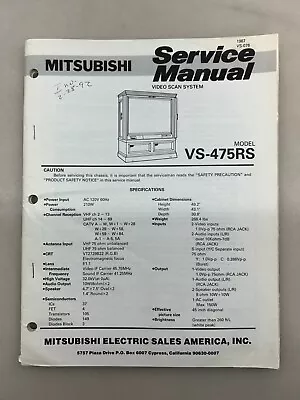 Mitsubishi VS-475RS Original Service Manual Free Shipping • $10