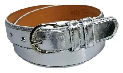 Women's Genuine Red Large Leather Casual Silver Belt Size L 38-40 • $0.99