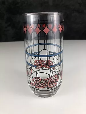 Vintage 1970’s Pepsi Cola Tumbler Glass Cup Tiffany Stained Glass Design • $5