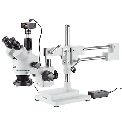 Amscope 3.5X-180X Trinocular Stereo Boom Microscope +10MP USB Camera +LED Light • $996.99